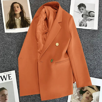 Green Metal Buckle Women's White Suit Jacket Casual Versatile High-end Feel Western-style Clothes Spring/autumn 2023 New