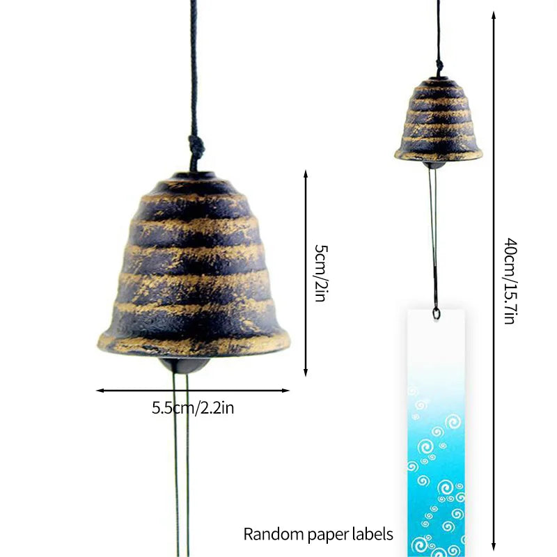 Japanese Wind Chimes Cast Iron Feng Shui Wind Bells Good Luck Hanging Pendant Indoor Outdoor Temple Home Garden Decoration
