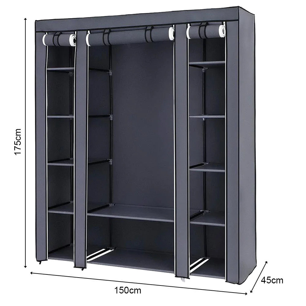 Portable Wardrobe Clothes Organizer Non-Woven Fabric Wardrobe Storage Cupboard for Bedroom 150 * 45 *175cm Storage Shelves