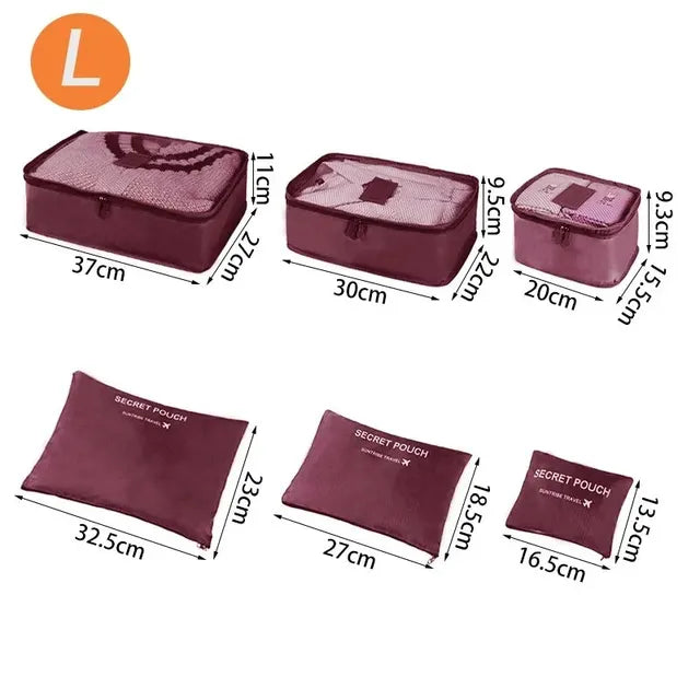 Large Size Travel Organizer Portable Suitcase Clothes Shoes Makeup Bag Luggage Storage Bag 6 Pcs 