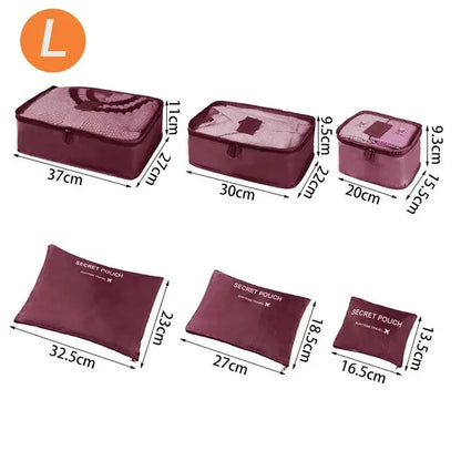 Large Size Travel Organizer Portable Suitcase Clothes Shoes Makeup Bag Luggage Storage Bag 6 Pcs 