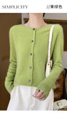 100% Merino Wool Long Sleeve Sweaters Cashmere Cardigan Spring Autumn Women O-Neck Knitwear Tops Clothing Fashion Basic Tops