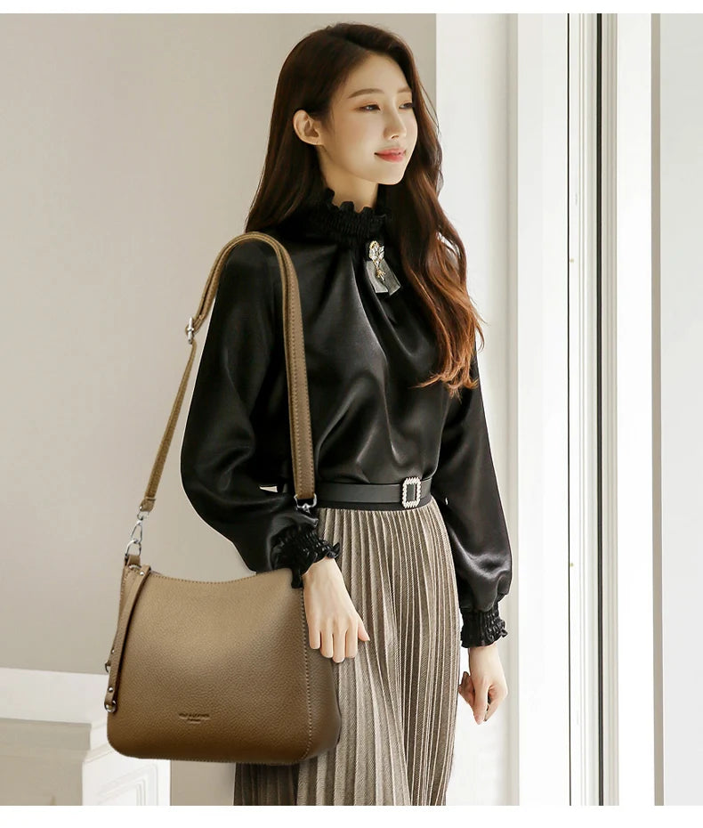 Genuine Brand Women's Soft Leather Shoulder Bags Luxury Designer Crossbody Bags Ladies Casual Tote Bag Messenger Commuting Sac