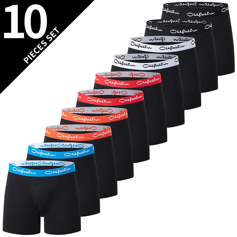 4/5 /10 Pcs Fashionable Men's Long Underwear Casual Boyshort Youth Sports Shorts Comfortable Breathable Stretch Shorts Underwear
