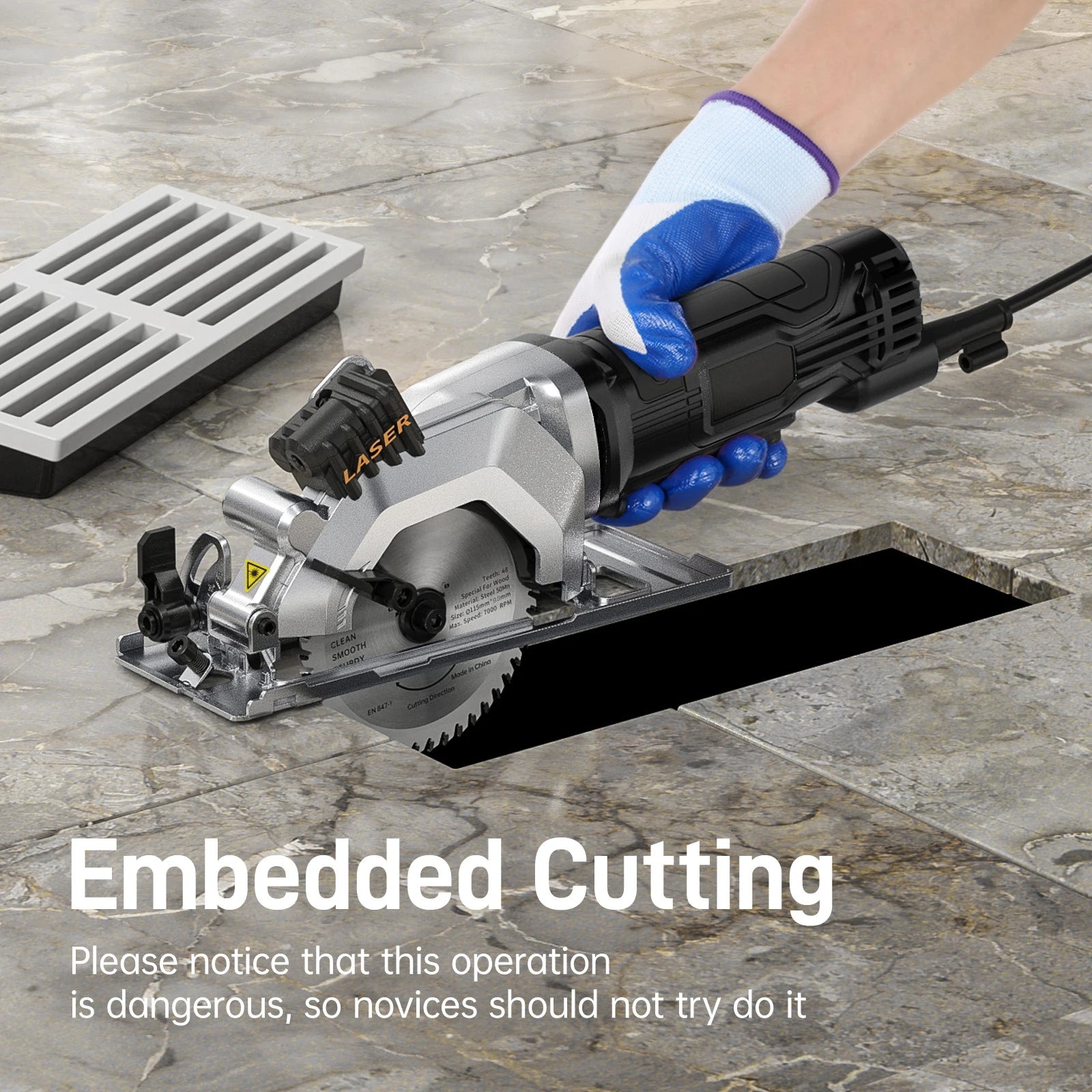 Geevorks Mini Circular Saw 4.8 Amp 4-1/2 Inch Compact Circular Saw 3700RPM Electric Circular Saws with Laser Cutting Guide