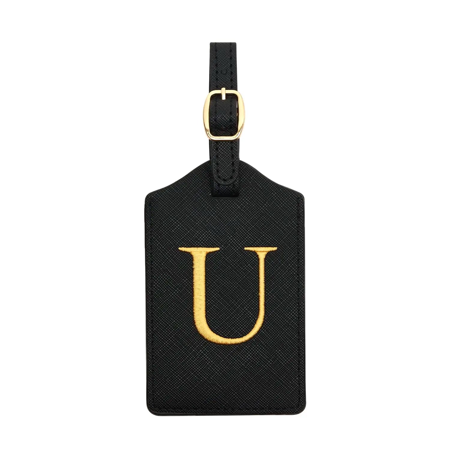 PU Leather Luggage Tag for Travel - Durable Suitcase ID Tag with Privacy Cover & Name Card Slot (A-Z) liu