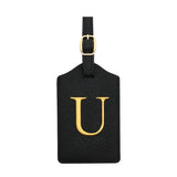 PU Leather Luggage Tag for Travel - Durable Suitcase ID Tag with Privacy Cover & Name Card Slot (A-Z) liu