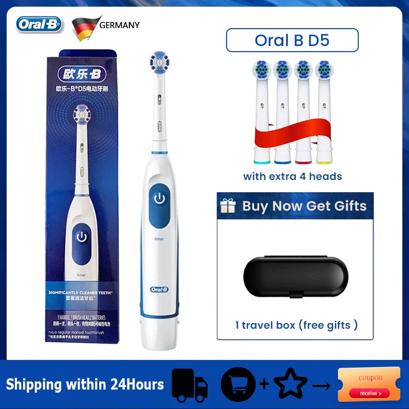 Oral B Sonic Electric Toothbrush Battery Powered 2D Rotating Tooth Brush Oral Hygiene Dental Teeth with Replaceable Heads