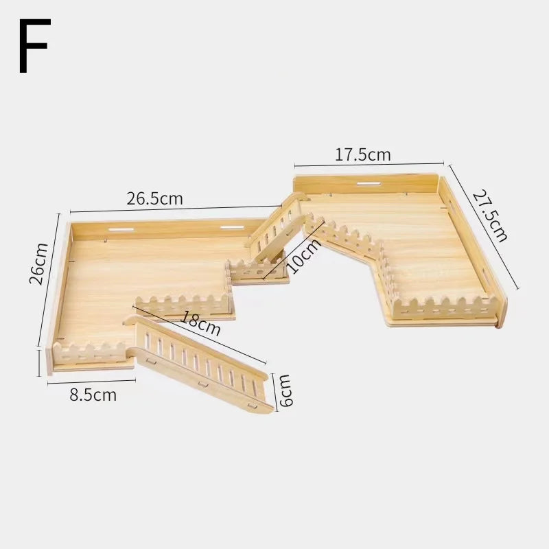 Practical Hamster Toy Thickened Entertainment Smooth Hamster Double Layer Wooden Climbing Platform with Ladder