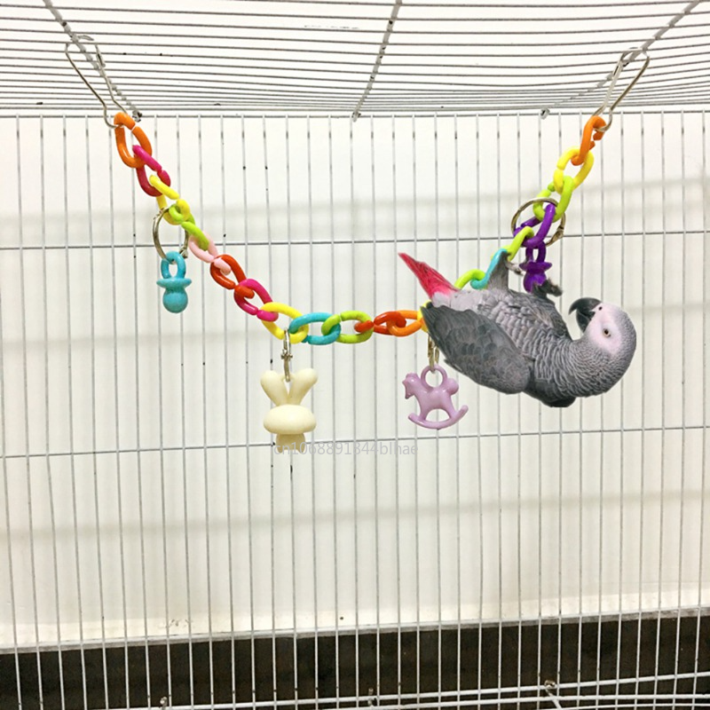 Pet Supplies Toy Parrot Toys Colorful Acrylic Bridge Cage Bird Funny Hanging Accessories Swing Toys Chain Exercise