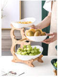 Three Layer Table Plates Dinnerware Wooden Kitchen Fruit Bowl with Floors Partitioned Dish Snack Candy Cake Stand Salad Bowl