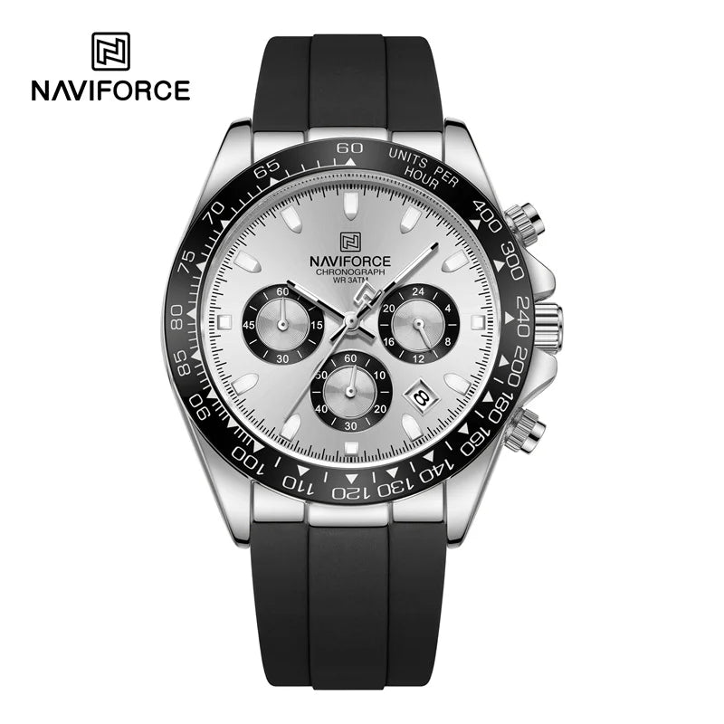 NAVIFORCE Reloj de lujo para hombre, deportivo, resistente al agua, de cuarzo, con correa de silicona, cronógrafo, luminoso, de pulsera, masculino