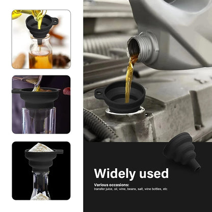 Embudo universal de silicona para motor de coche, para cambio de líquido lavaparabrisas, plegable, portátil, para cambio de aceite y gasolina. 