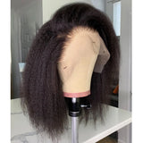 Glueless Kinky Straight Short Bob Virgin Human Hair Wig 13x4 Frontal HD Transparent Lace Peruvian Remy Soft Yaki Wear And Go Wig