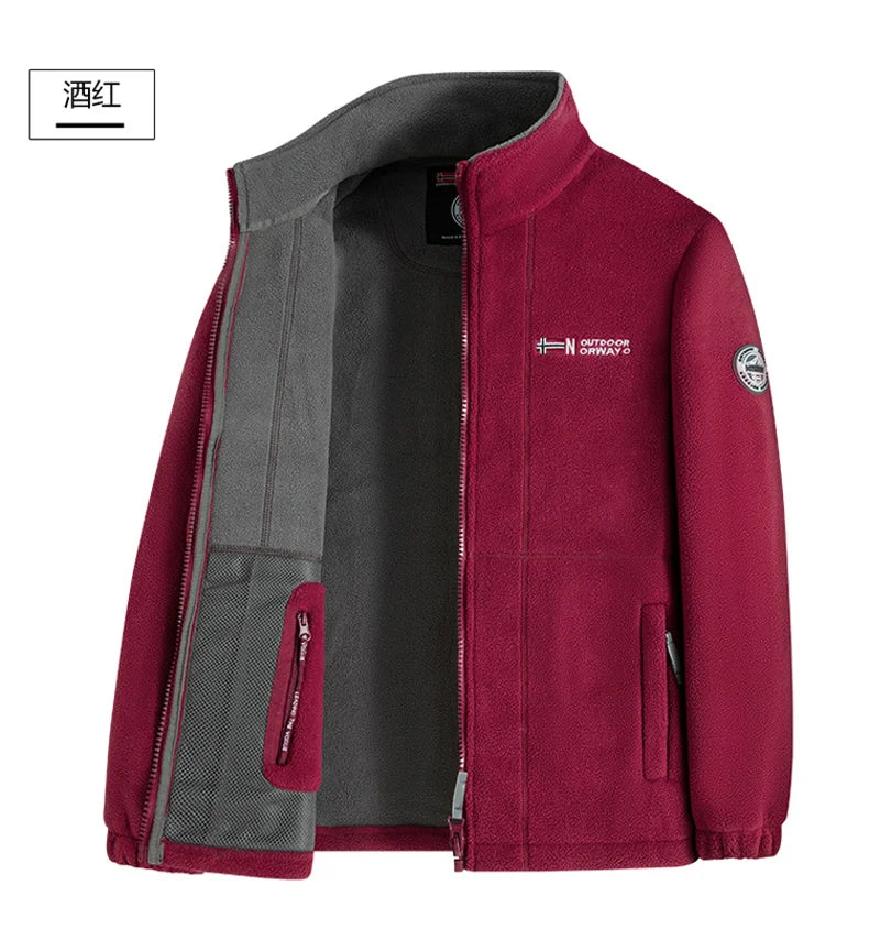 Outdoor Ski Fleece Jacket Men's Autumn And Winter Brand Thick Very Cold Plush Lapel Coat Casual Snow Windproof Sweatshirt Jacket
