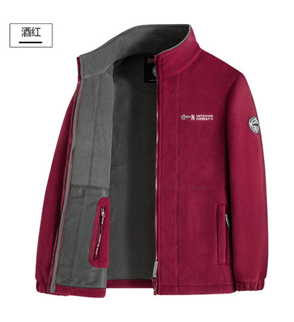 Outdoor Ski Fleece Jacket Men's Autumn And Winter Brand Thick Very Cold Plush Lapel Coat Casual Snow Windproof Sweatshirt Jacket