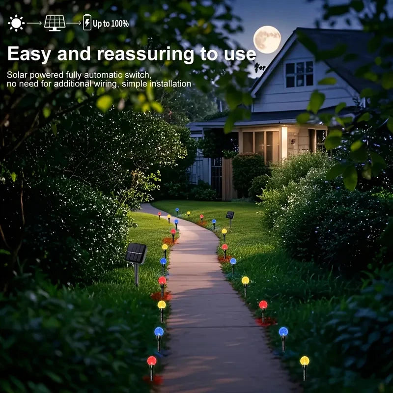 30 LED Solar Bubble Ball Lawn Lights Waterproof Solar Pathway String Light for Outdoor Garden Patios Trail Lighting Decoration
