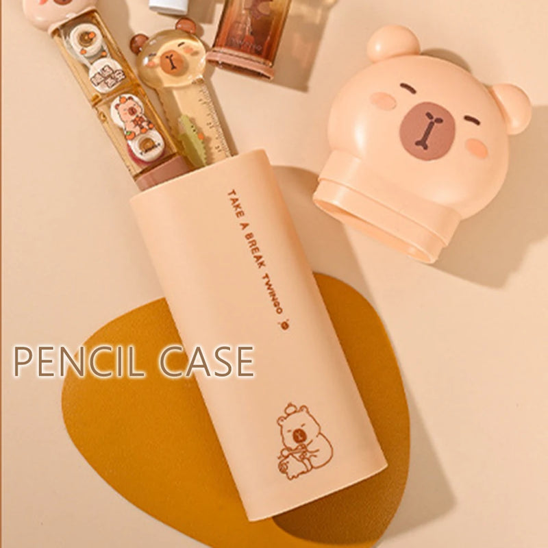 Kit 6pcs Cute Capybara Stationery Set Back To School Material