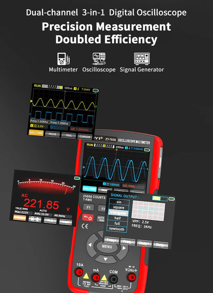 ZOYI Two-channel oscilloscope ZT-703S multifunction signal generator 3-in-1 high-precision electrician