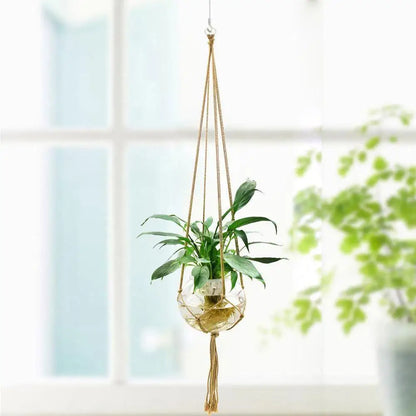 1pcs Braided Rope Hanging Basket  Flower Pot Straw Macrame Net Hanger Garden Holder Craft Plant Balcony Decor Accessories