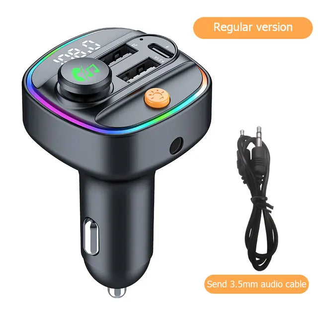 Bluetooth 5.3 FM Transmitter Handsfree Car AUX Radio Modulator MP3 Player with 22.5W &amp; PD30W Fast Charge Adapter Car Accessories 