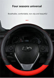 PU Leather Contrast Colour Car Steering Wheel Cover  Sweat Absorbent, Wear Resistant and Non-slip, Universal in All Seasons