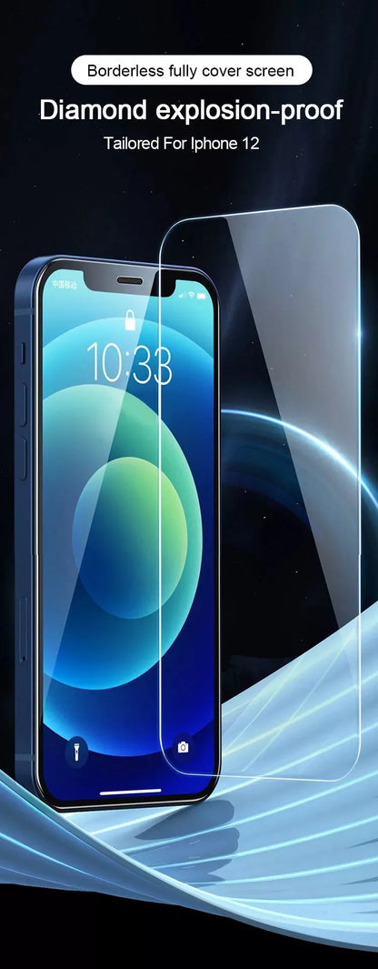 5 protectores de pantalla de vidrio templado para iPhone 11, 12, 13 Pro, XR, X, XS Max, 14 Pro Max, Mini, 7, 8, 6, 6S Plus, 5S, SE.