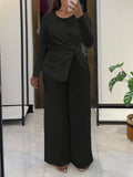 2 Piece Women Sets 2026 New Arrival Plus Size Spring Autumn Matching Sets Black Two Pieces Sets Top Pants Suits Outfits Clothing