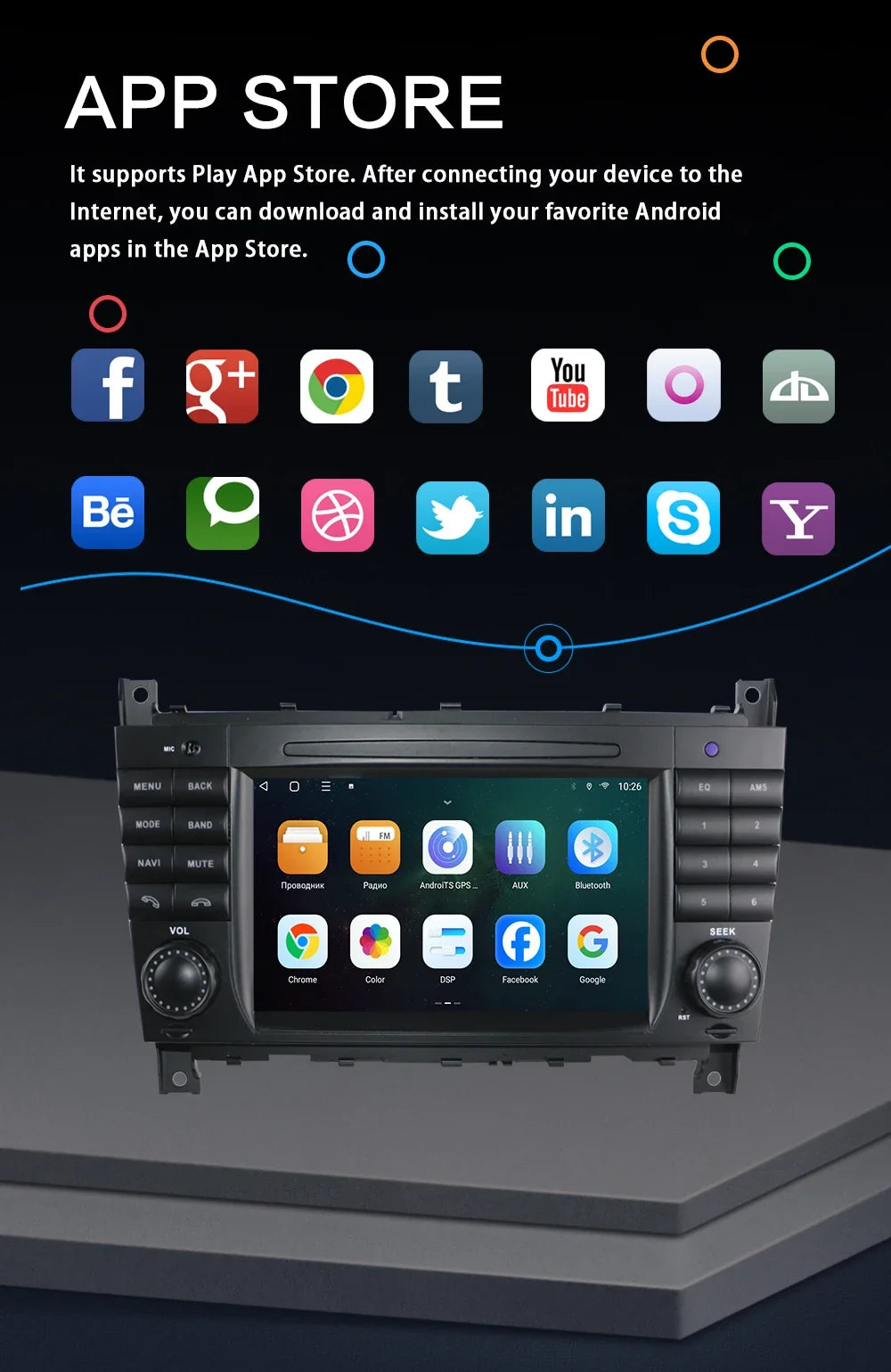 Android 13 two din built with wifi octa core 4GB Touch Screen car multimedia player for mercedes Benz w203