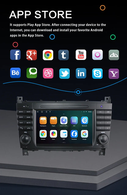 Android 13 two din built with wifi octa core 4GB Touch Screen car multimedia player for mercedes Benz w203