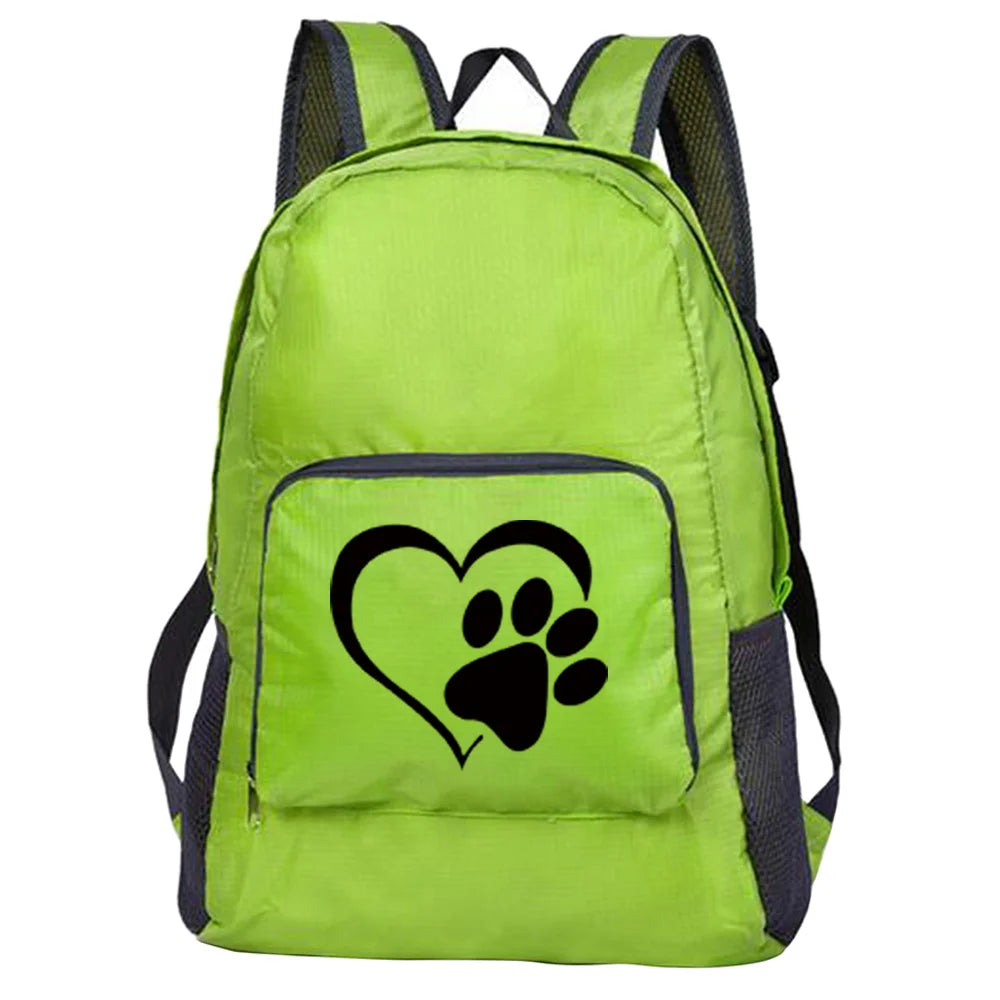 Outdoor Travel Lightweight Portable Foldable Backpack Love Print Folding Green Bag Ultralight Pack for Women Men Hiking Daypack
