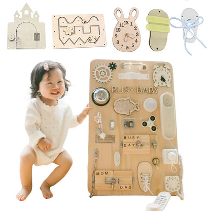 Wood Busy Board Accessories Baby DIY Montessori Toy Early Learning Wooden Toy Wooden Elements Parts for Kids Education Skill Toy