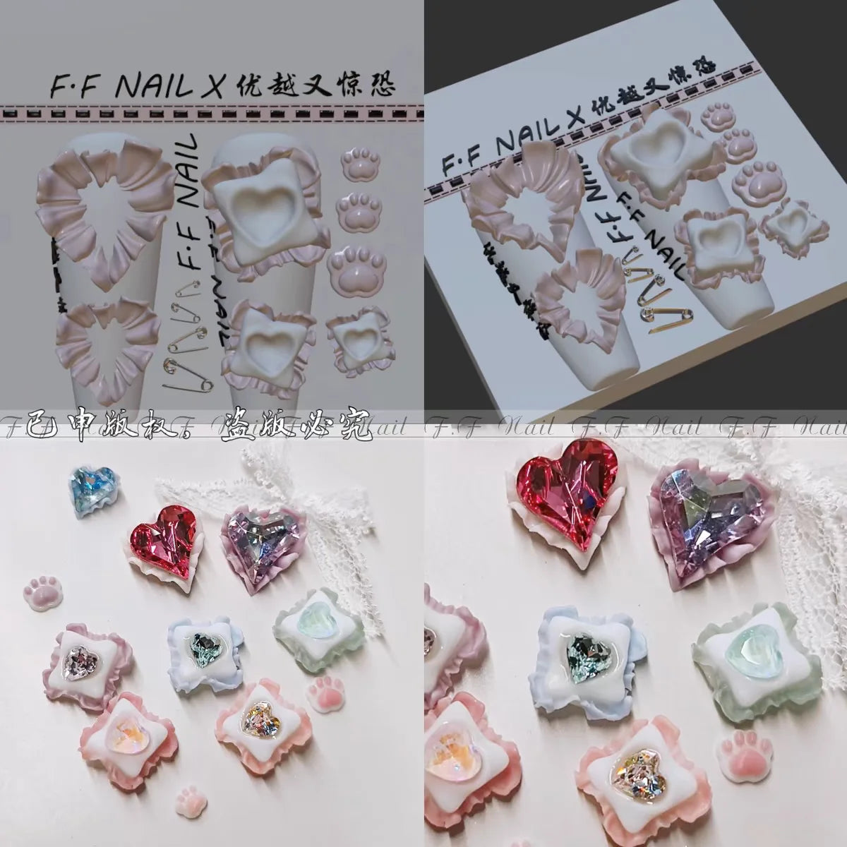 1pc  Snake Flamingo Jellyfish Dragon Dtream 3D Acrylic Mold  Nail Art DIY  Silicone  Nail Art Templates Nails Mold