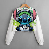 Casual New Spring and Autumn Disney Classic Children's Clothing Print Girls Short Hoodie Sweater Stitch Comfortable and Cute Top