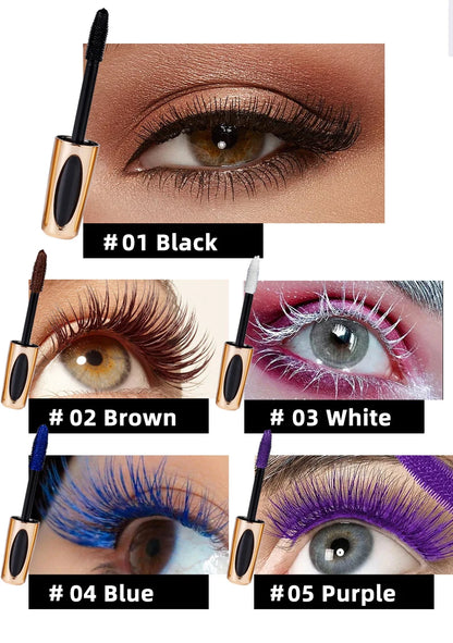 Máscara de pestañas de seda 5D con ojos grandes, contenido y longitud negros fuertes y duraderos, resistente al agua y antiaglomerante, y de duración prolongada.