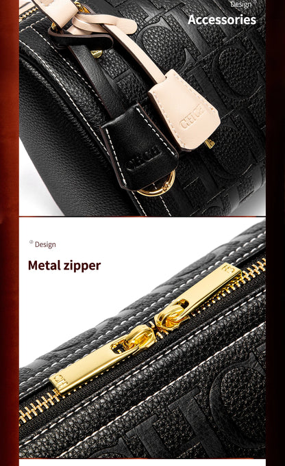 C-H Women's Boston Bag Autumn Winter New Collection Letter Design Texture Shoulder Bags