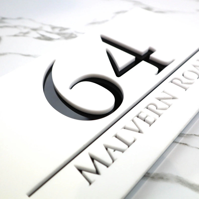 Matte Black Gray Personalized Laser Cut Large Acrylic Modern 3D Floating House Number sign Outdoor Street Family Name Plaque Are