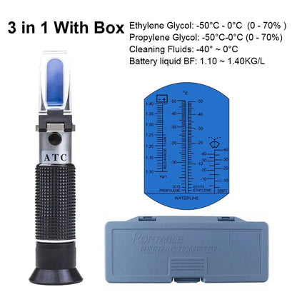 ATC Refractometer Antifreeze Freezing Point Coolant Tester Adblue Concentration Ethylene Glycol Car Battery Refractometer