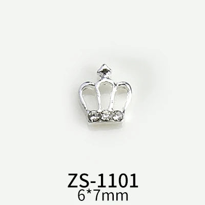 10pcs New Crown Alloy Zircon Nail Art Charms Silver Shiny Crystals Jewelry Hot Sale Nails Decoration 3D Manicure Accessories %2