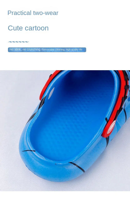 Disney Children's Slippers Summer Boys Spiderman Slipper Anti-slip Hole Kids Beach Shoes Soft Bottom Toddler Home Slipper