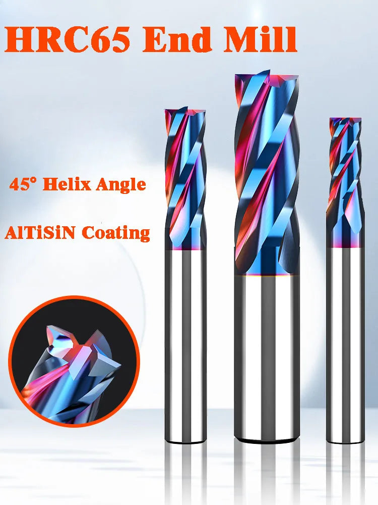 4 Flutes HRC65 Carbide End Mill CNC Cutting Tools Alloy Carbide Milling End Mills Tungsten Steel Milling Cutter Square Router Bit