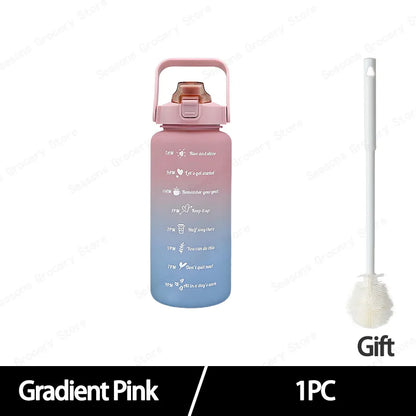 2025 Spring/Summer 2L Large Capacity Outdoor Plastic Bouncing Straw Sports Water Bottle Leak-proof Portable Refill Cups
