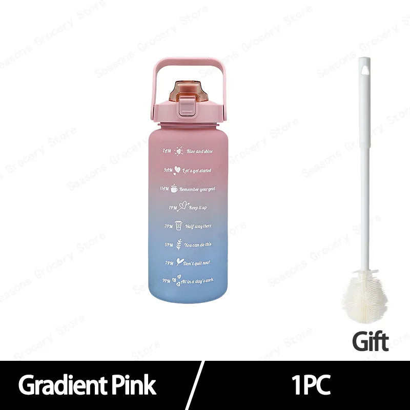 2025 Spring/Summer 2L Large Capacity Outdoor Plastic Bouncing Straw Sports Water Bottle Leak-proof Portable Refill Cups