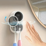 Wall-mounted Toothbrush Holder, Intelligent Sterilizer & Dryer, Fits Most Walls, Automatic Disinfection For Toothbrushes.