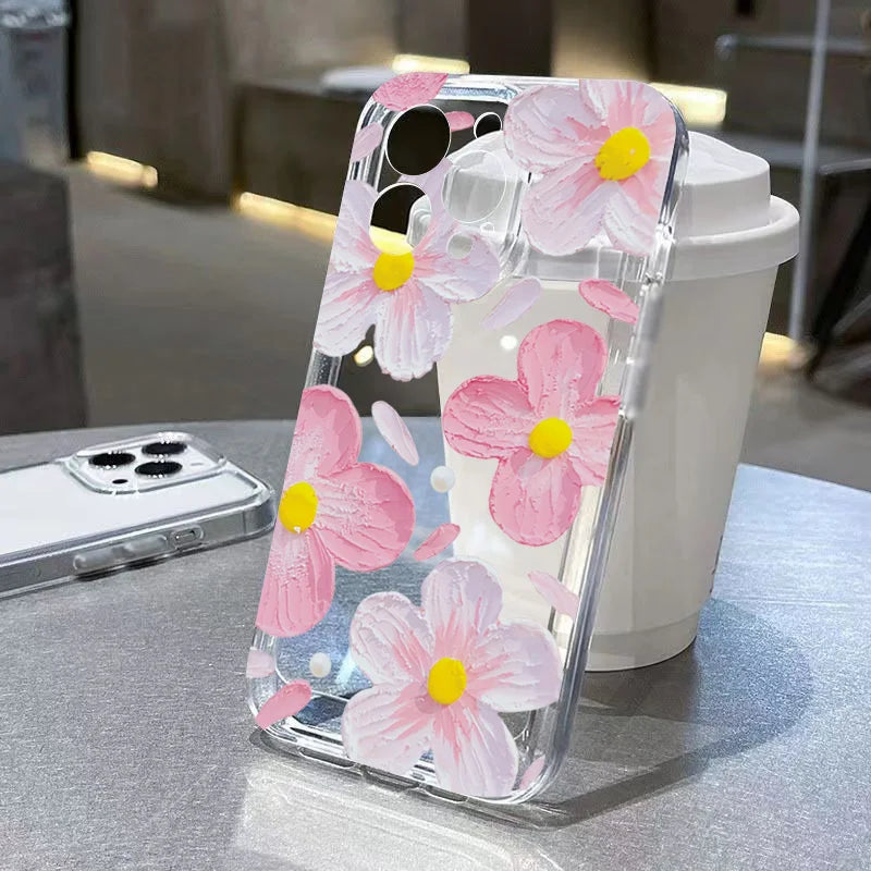 Honeybee Flower Pattern Clear Case For Xiaomi 14T Cases Xiaomi 13 12 11 Lite 5G 14 13T 12T 12X Poco M6 X6 X5 X3 F5 F6 Pro Cover