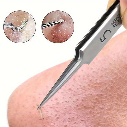 Pinzas extrafinas n.° 5 para puntos negros y acné - Herramientas de belleza facial para eliminar el acné y el cuidado de la piel