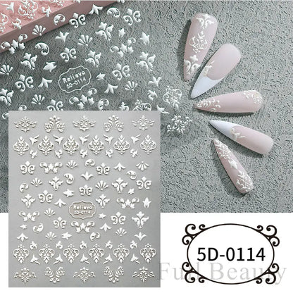 Stickers for Nails Marine Punk Black Line Design Art Slider Party Cool Decoration Adhesive Decal Emboss DIY Manicure Accessories