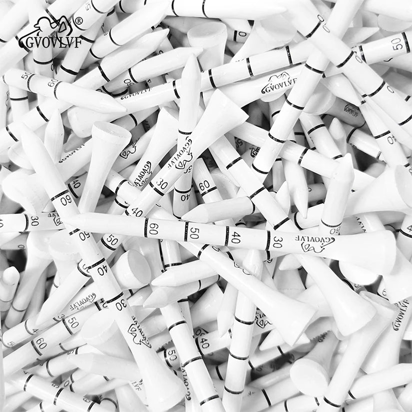 50pcs GVOVLVF Bamboo Golf Degree Scale Tees 83mm Long Tees Golf Strong Sustainable Biodegradable Adjustable Depth White