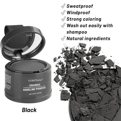 Polvo corrector de línea de cabello esponjoso, fibras temporales para cabello negro, raíces, cobertura de canas, polvo de sombra de línea de cabello al instante 