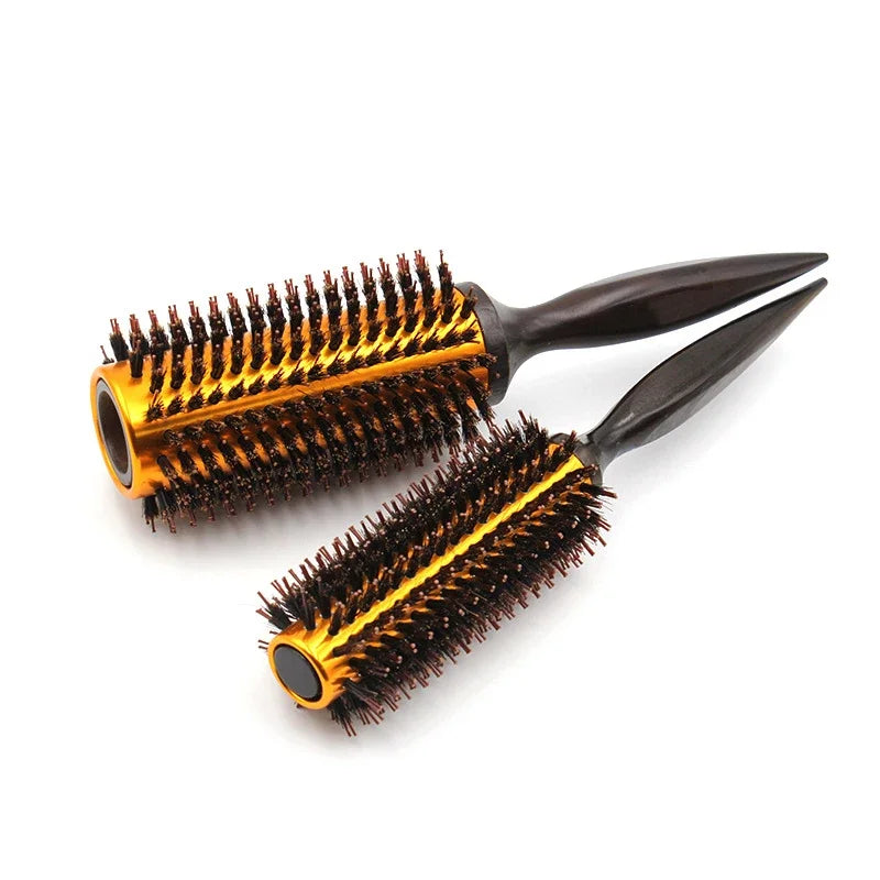 Golden Cylinder Curly Hair Rolling Comb Professional Styling Mane Comb Heat Conduction Air Aluminum Tube Comb Special Comb